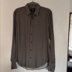 The Kooples Long Sleeve B& W Houndstooth Print, Men’s Shirt, Medium. Like New.